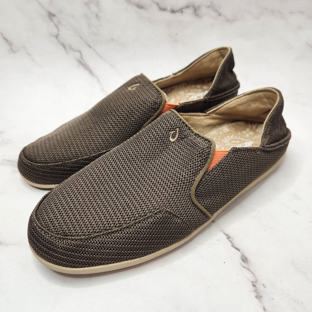 Olukai Waialua Mesh Grey Boat Shoes Slip-On Slip-In Flats Loafers Women's 7